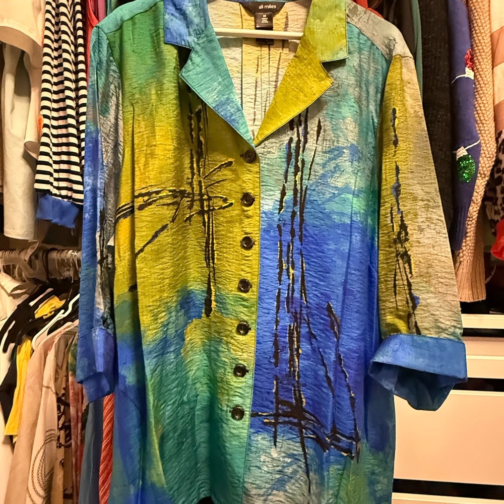 Ali Miles Multicolor Artistic Blouse
